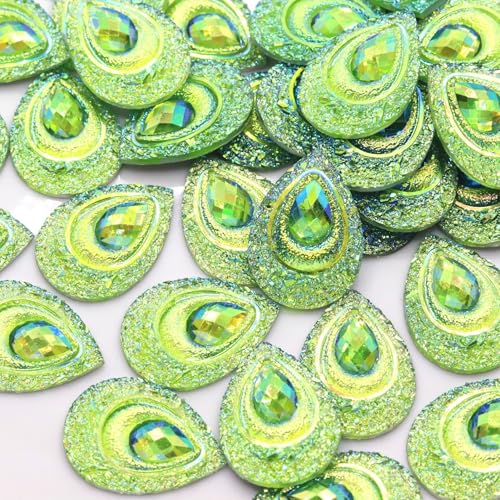 Heiolox Bunte Pfauenaugen-Strasssteine aus Kunstharz, mit flacher Rückseite, Wassertropfen, flache Rückseite, für Taschen, Kleidung, Schuhe, Hochzeit, DIY, dekoratives Handwerk, Hellgrün, 50 Stück Heiolox Bunte Pfauenaugen-Strasssteine aus Kunstharz, mit flacher Rückseite, Wassertropfen, flache Rückseite, für Taschen, Kleidung, Schuhe, Hochzeit, DIY, dekoratives Handwerk, Hellgrün, 50 Stück von Heiolox