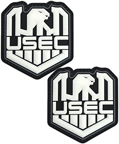 Heiorpai 2 x PVC-Gummi-Patch, leuchtet im Dunkeln, Motiv: Escape from Tarkov, USEC, dekorative Hakenverschlüsse, Rückseite von Heiorpai