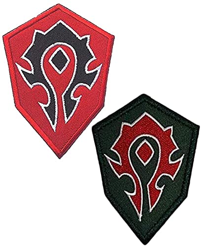 Heiorpai World of Warcraft Horde Aufnäher, bestickt, dekorativer Klettverschluss, 2 Stück von Heiorpai