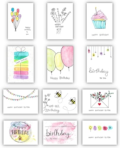 12 Glückwunschkarten Klappkarten inkl. Umschläge Umschlag Happy Birthday, wie selbstgemacht 12 Glückwunschkarten Klappkarten inkl. Umschläge Umschlag Happy Birthday, wie selbstgemacht von Heite