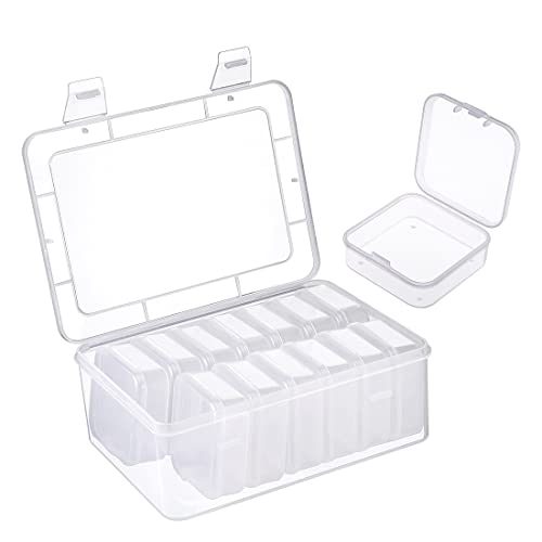 Hejo 14 Stück Aufbewahrungsbox mit Deckel Klein und 1 Stück große Plastikbox mit Deckel, Transparente Sortierbox für Perlen, Schmuck, Pillen Hejo 14 Stück Aufbewahrungsbox mit Deckel Klein und 1 Stück große Plastikbox mit Deckel, Transparente Sortierbox für Perlen, Schmuck, Pillen von Hejo