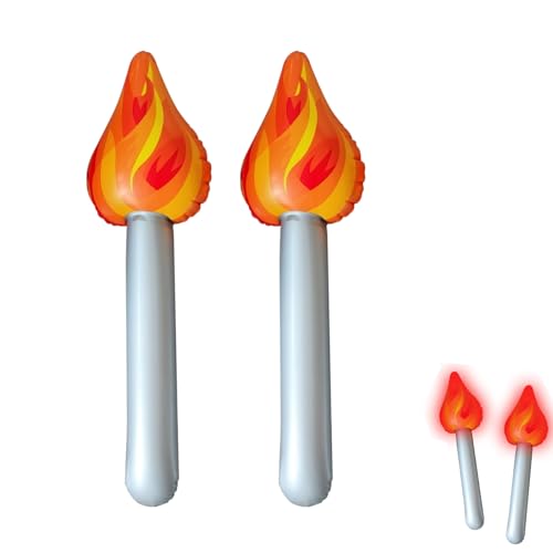Simulation Fackeln Spielzeug für Halloween Deko, Multifunktion Aufblasbare Künstliche Feuerflamme mit LED Licht, für Halloween Desktop Dekoration, Schulsport Wettbewerb, Cosplay (2 Stück) von Hekasvm