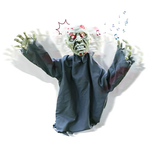 Zombie Halloween Dekoration, Leuchtender Zombie Groundbreaker Animiert, mit Gruseligem Sound und Zitternder Körper, Sound-Induktion, Outdoor, Innenhof, Gartendekoration (Blau, 75 * 100 * 19cm) von Hekasvm