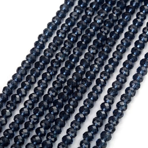 2x3/3x4/4x6 Tschechische Perlen, Kristall, facettierte Glasperlen für Schmuckherstellung, Schmuck-DIY-Zubehör, Abstandsperlen, dunkelblau, 3 x 4 mm, 125 Stück von Hekdi