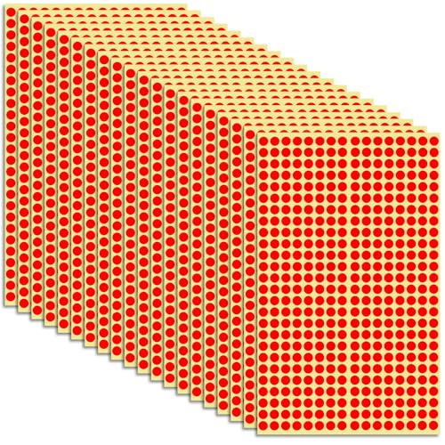12480 Stück Klebepunkte Klein Punkte Sticker Klebepads 6mm Runde Punkte Aufkleber Selbstklebend Kleine Farbige Rund Aufkleber Punktaufkleber für Haushalten Schulen Büros Geschäften (Rot) von HekouJiub
