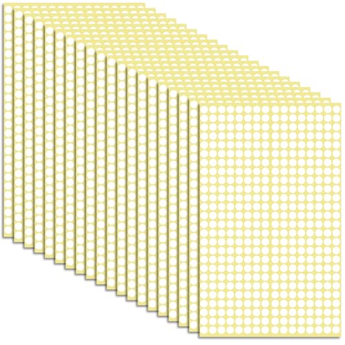 12480 Stück Klebepunkte Aufkleber Runde Punkte Sticker Klebepads 6mm Punkt Aufkleber Selbstklebend Kleine Kreise Farbige Runde Punktaufkleber für Haushalten Schulen Büros Geschäften (Weiß) von HekouJiub