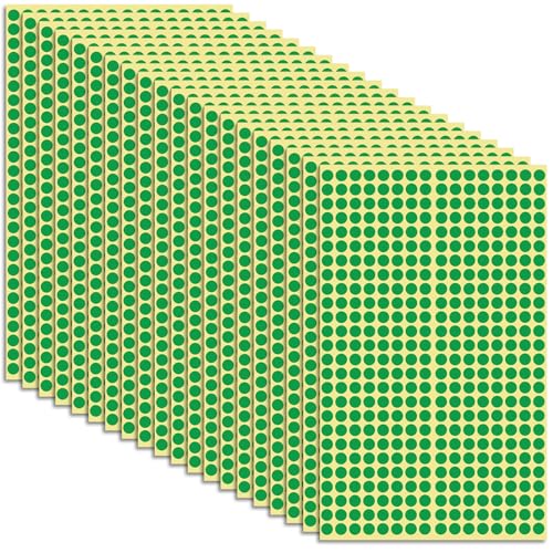 12480 Stück Klebepunkte Klein Punkte Sticker Klebepads 6mm Runde Punkte Aufkleber Selbstklebend Kleine Farbige Rund Aufkleber Punktaufkleber für Haushalten Schulen Büros Geschäften (Grün) von HekouJiub