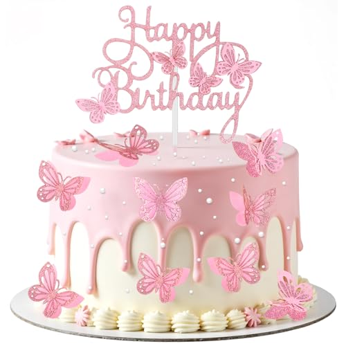 13 Stück Rosa Schmetterling Tortendeko 3D Schmetterlinge Happy Birthday Tortendeko Kuchenaufsätze für Mädchen Frauen Rosa Schmetterlings Dekorationen für Geburtstag Babyparty Cake Toppers 13 Stück Rosa Schmetterling Tortendeko 3D Schmetterlinge Happy Birthday Tortendeko Kuchenaufsätze für Mädchen Frauen Rosa Schmetterlings Dekorationen für Geburtstag Babyparty Cake Toppers von HekouJiub