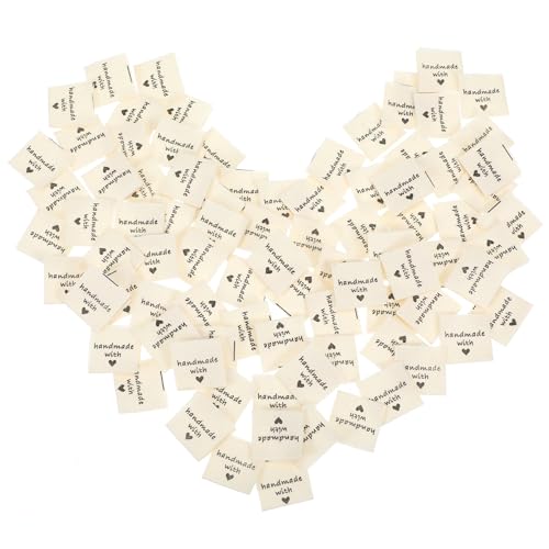 200 Stück Handmade Label zum Annähen Handmade with Stoffetiketten Namensaufkleber Personalisiert Wäscheetiketten für Handgefertigte Label Nähen zum Selbernähen Textilaufkleber für Kleidung von HekouJiub