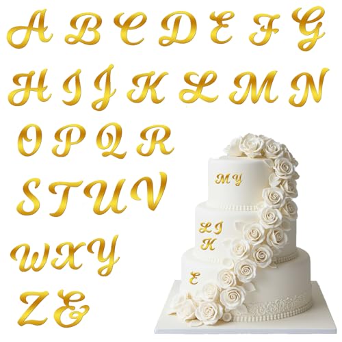 27 Stück Acryl Buchstaben Tortendeko Hochzeit Acrylbuchstaben Cupcake Topper DIY Personalisiert A-Z Gold Buchstaben Kuchen Topper Kuchendekoration für Hochzeitstorten Babyparty Geburtstag von HekouJiub