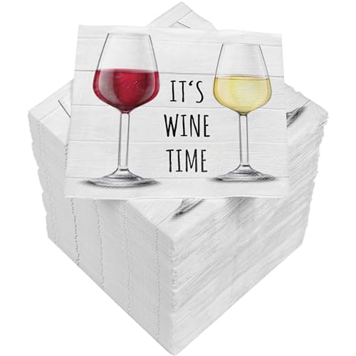 HEKU 'It's Wine Time' Cocktail-Servietten, 3-lagig, 25x25cm, 150 Stück I Stilvolles Design I Ideal für Feiern I Praktisch Verpackt von Heku
