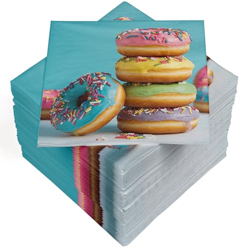 HEKU 100 Servietten, 3-lagig, 33x33cm, Donuts I Saugstark und praktisch verpackt I Breite Auswahl I Ideal für besondere Anlässe von Heku