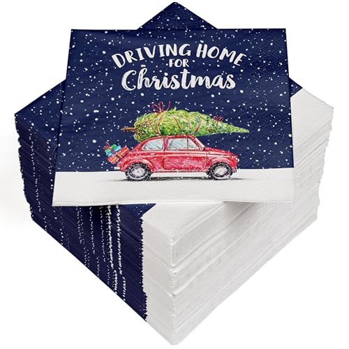 HEKU 100 Servietten, 3-lagig, 33x33cm, "Driving Home for Christmas"-Schriftzug I Saugstark und praktisch verpackt I Breite Auswahl I Ideal für besondere Anlässe HEKU 100 Servietten, 3-lagig, 33x33cm, "Driving Home for Christmas"-Schriftzug I Saugstark und praktisch verpackt I Breite Auswahl I Ideal für besondere Anlässe von Heku