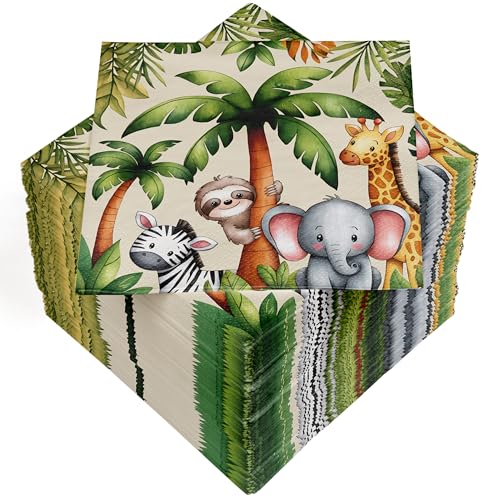 HEKU 100 Servietten, 3-lagig, 33x33cm, Dschungel I Saugstark und praktisch verpackt I Breite Auswahl I Ideal für besondere Anlässe von Heku