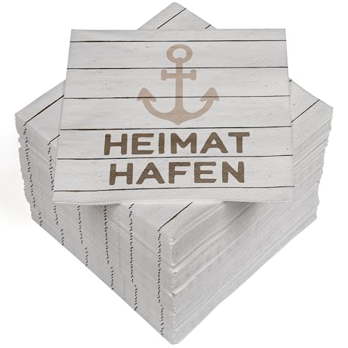 HEKU 100 Servietten, 3-lagig, 33x33cm, Heimathafen I Saugstark und praktisch verpackt I Breite Auswahl I Ideal für besondere Anlässe HEKU 100 Servietten, 3-lagig, 33x33cm, Heimathafen I Saugstark und praktisch verpackt I Breite Auswahl I Ideal für besondere Anlässe von Heku