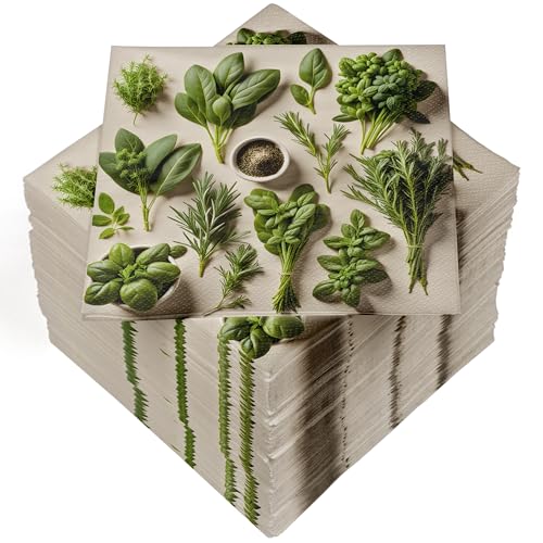 HEKU 100 Servietten, 3-lagig, 33x33cm, Kräuter I Saugstark und praktisch verpackt I Breite Auswahl I Ideal für besondere Anlässe HEKU 100 Servietten, 3-lagig, 33x33cm, Kräuter I Saugstark und praktisch verpackt I Breite Auswahl I Ideal für besondere Anlässe von Heku