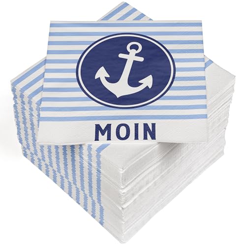 HEKU 100 Servietten, 3-lagig, 33x33cm, Moin I Saugstark und praktisch verpackt I Breite Auswahl I Ideal für besondere Anlässe HEKU 100 Servietten, 3-lagig, 33x33cm, Moin I Saugstark und praktisch verpackt I Breite Auswahl I Ideal für besondere Anlässe von Heku