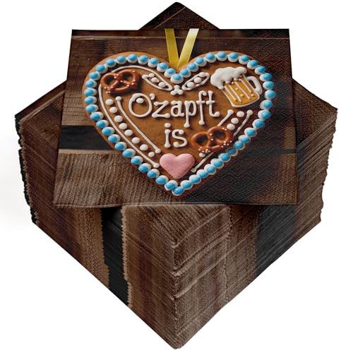 HEKU 100 Servietten, 3-lagig, 33x33cm, O’zapft is I Saugstark und praktisch verpackt I Breite Auswahl I Ideal für Anlässe rund um’s Oktoberfest von Heku