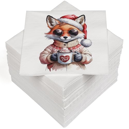 HEKU 100 Servietten, 3-lagig, 33x33cm, Weihnachtsfuchs I Saugstark und praktisch verpackt I Breite Auswahl I Ideal für besondere Anlässe von Heku