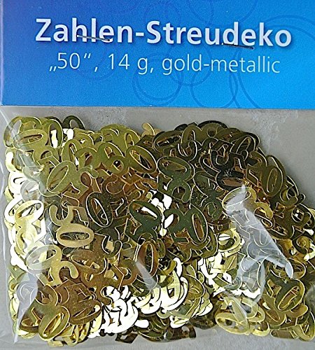 HEKU 725 Tischstreu Tischkonfetti Streudeko 14g. metallic , Motiv:Zahlen 50 gold von Heku
