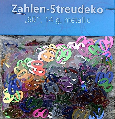 HEKU 725 Tischstreu Tischkonfetti Streudeko 14g. metallic , Motiv:Zahlen 60 von Heku