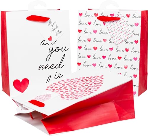 HEKU Premium Geschenktaschen "Love", 3 Stück I 23x18x10cm I Edle UV-Lack-Veredelung |Umweltfreundlich & Wiederverwendbar von Heku