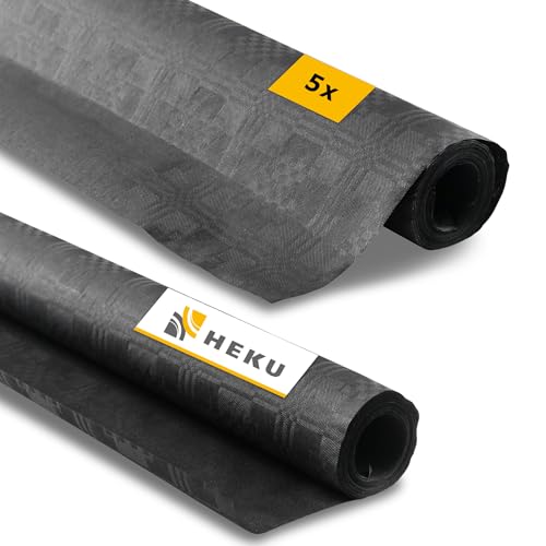 Heku 5X Papier-Tischtuchrolle 8x1 m schwarz - Bierzeltgarnitur Tischdecke zuschneidbar und Elegante Optik - Partytischdecke Meterware von Heku