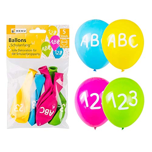 Heku 779-61 - Luftballons Schulanfang, 5 Stück, Größe 25 cm, Dekoration, Schulstart, 1. Schultag Heku 779-61 - Luftballons Schulanfang, 5 Stück, Größe 25 cm, Dekoration, Schulstart, 1. Schultag von Heku