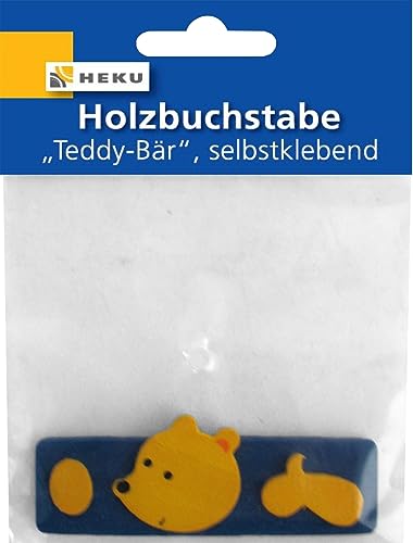 Heku Türschild Holzbuchstabe Teddy-Bär Türdekoration 80mm, Buchstabe:E von Heku