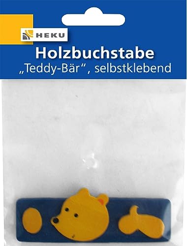 Heku Türschild Holzbuchstabe Teddy-Bär Türdekoration 80mm, Buchstabe:I von Heku