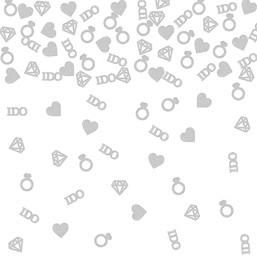 Helewilk Silbernes Glitzer-I Do-Konfetti, Hochzeit/Verlobung/Antragsparty-Zubehör, Diamantring, Tischdekoration, Streuung, 120 Stück von Helewilk