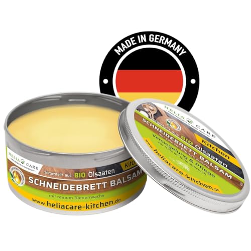 HeliaCARE Schneidebrett Balsam - BIO Holzwachs Lebensmittelecht - Bienenwachs Holzpflege aus Deutschland - Holzbalsam für Schneidebretter - Farb- und geruchlose Holzpolitur (300ml) von HeliaCARE