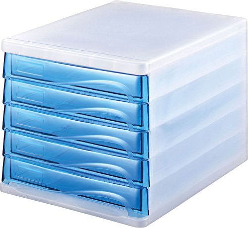 Helit H6129413 - Schubladenbox "the wave", 5 Fächer, blau transparent von Helit