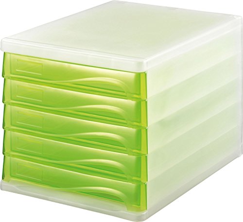 Helit H6129415 - Schubladenbox "the wave", 5 Fächer, grün transparent von Helit