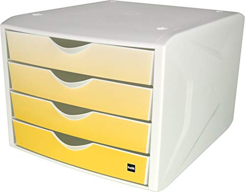 Helit H6129517 - Schubladenbox „the chameleon“ simple yellow, 4 Schubladen, für Format DIN A4, gelb, 1 Stück von Helit
