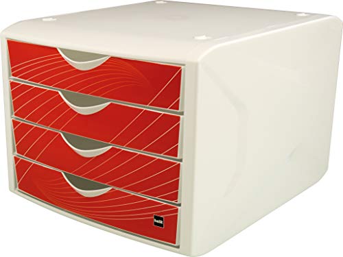 Helit H6129525 - Schubladenbox „the chameleon“, 4 Schubladen, red rook, rot von Helit