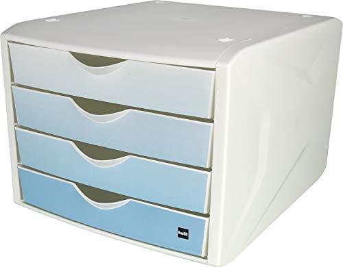 Helit H6129533 - Schubladenbox „the chameleon“ simple blue, 4 Schubladen, für Format DIN A4, blau, 1 Stück von Helit