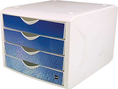 helit H6129634 - Schubladenbox „the chameleon“, 4 Schubladen, für Format DIN A4, cold water, 1 Stück von Helit