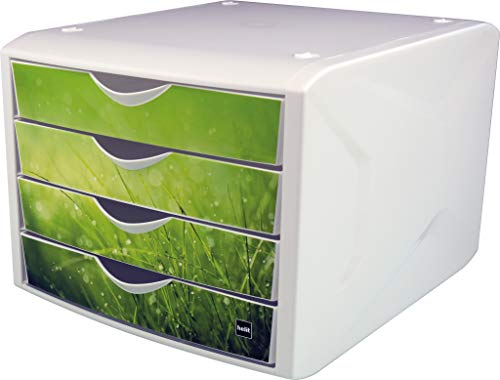 helit H6129650 - Schubladenbox „the chameleon“, 4 Schubladen, für Format DIN A4, springtime, 1 Stück von Helit