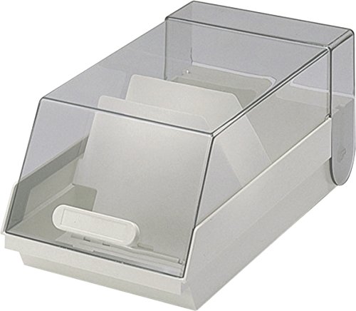 helit H6212899 - Karteikarten Box „the admin“ DIN A5 quer, inkl. 2 Schwenkstützen, Karteikasten lichtgrau/grau transparent von Helit