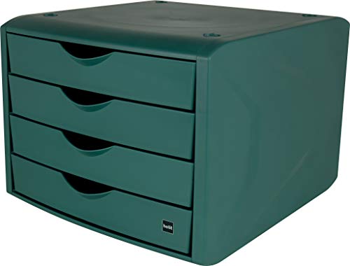 helit H6429552 - Schubladenbox „the green chameleon“, aus Recycling-Kunststoff Blauer Engel zertifiziert, grün, 1 Stück von Helit