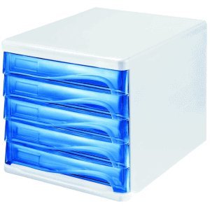 Helit Schubladenbox 5 Schübe blau transluzent/lichtgrau Helit Schubladenbox 5 Schübe blau transluzent/lichtgrau von Helit