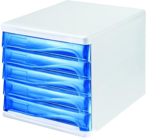 Helit Schubladenbox 5 Schübe blau transluzent/lichtgrau von Helit