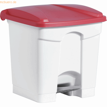 Helit Tretabfallbehälter 30l Kunststoff grau Deckel rot von Helit