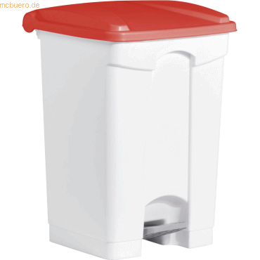 Helit Tretabfallbehälter 45l Kunststoff weiß Deckel rot von Helit