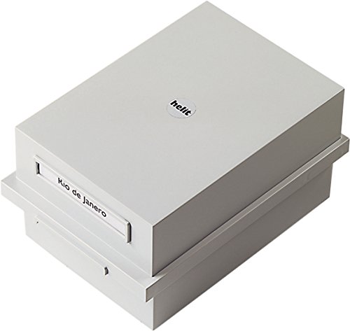 helit H6213582 - Karteikarten Box „the admin“ DIN A5 quer, inkl. 2 Schwenkstützen, Karteikasten lichtgrau von Helit