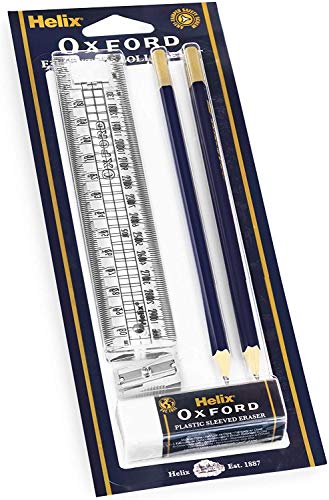 Helix Oxford Executive College Set – inklusive Lineal, Radiergummi, Spitzer und Bleistifte – Blister mit 5 Stück von Helix