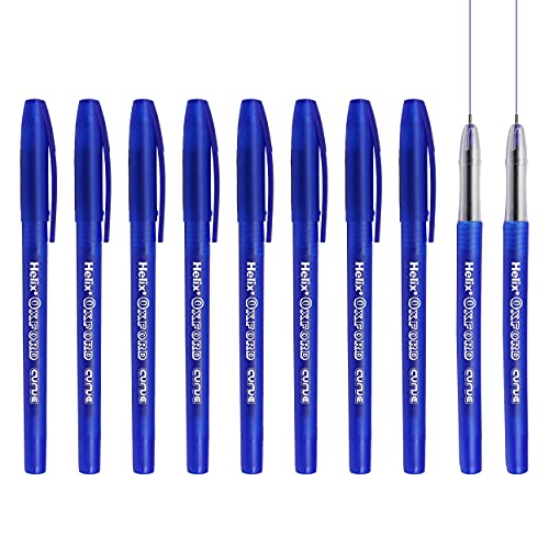 Helix Oxford Kugelschreiber, gebogene Spitze, 1,0 mm, blaue Tinte, 10 Stück von Helix