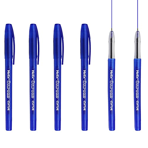 Helix Oxford Kugelschreiber, gebogene Spitze, 1,0 mm, blaue Tinte, 6 Stück von Helix