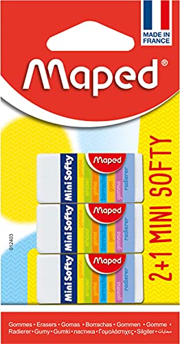 Maped M012403 - Radierer Mini Softy, 3er Set, weiß Maped M012403 - Radierer Mini Softy, 3er Set, weiß von Helix